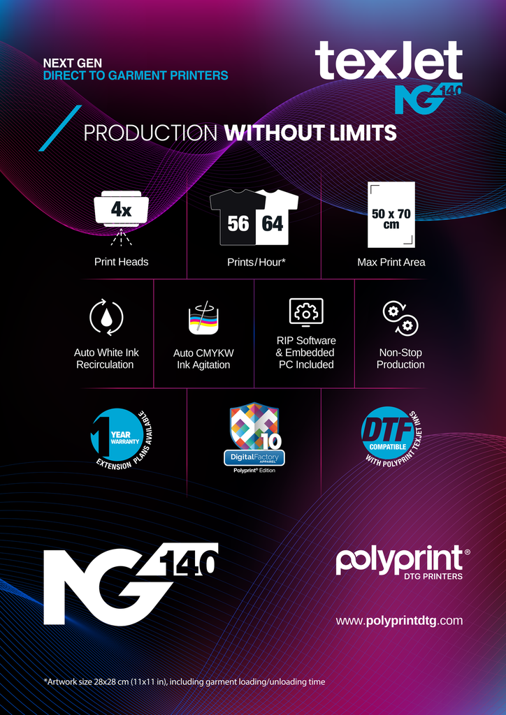 PolyPrint TexJet NG140 DTG/DTF Hybrid Printer