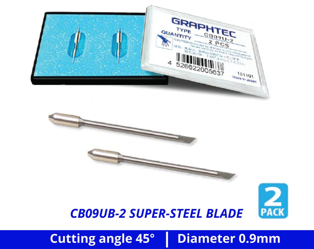 Graphtec Steel Plotter Blades, 45-Degree, 0.9mm Diameter Super , 2 pk,  CB09UB 