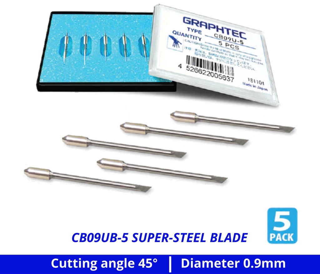 Graphtec Steel Plotter Blades, 45-Degree, 0.9mm Diameter, 5 pk, CB09UB 