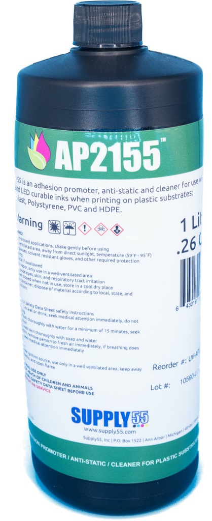 AP2155 Adhesion Promoter / Anti-static / Cleaner for Plastic Substrates, Liter Bottle (DO NOT SHIP BY AIR)