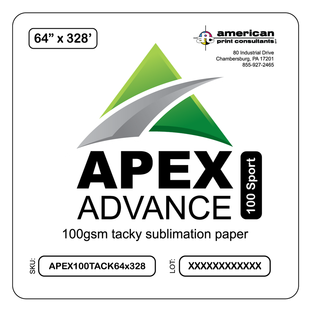 Apex Advance 100 Tacky 64" x 492' Sublimation Transfer Paper